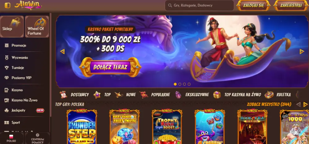 Alawin Casino — widok strony