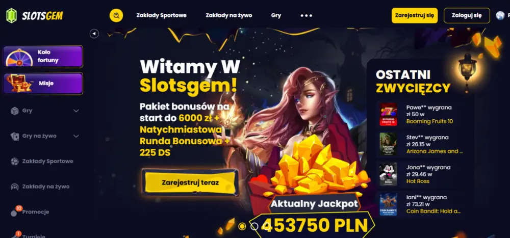 SlotsGem — widok strony
